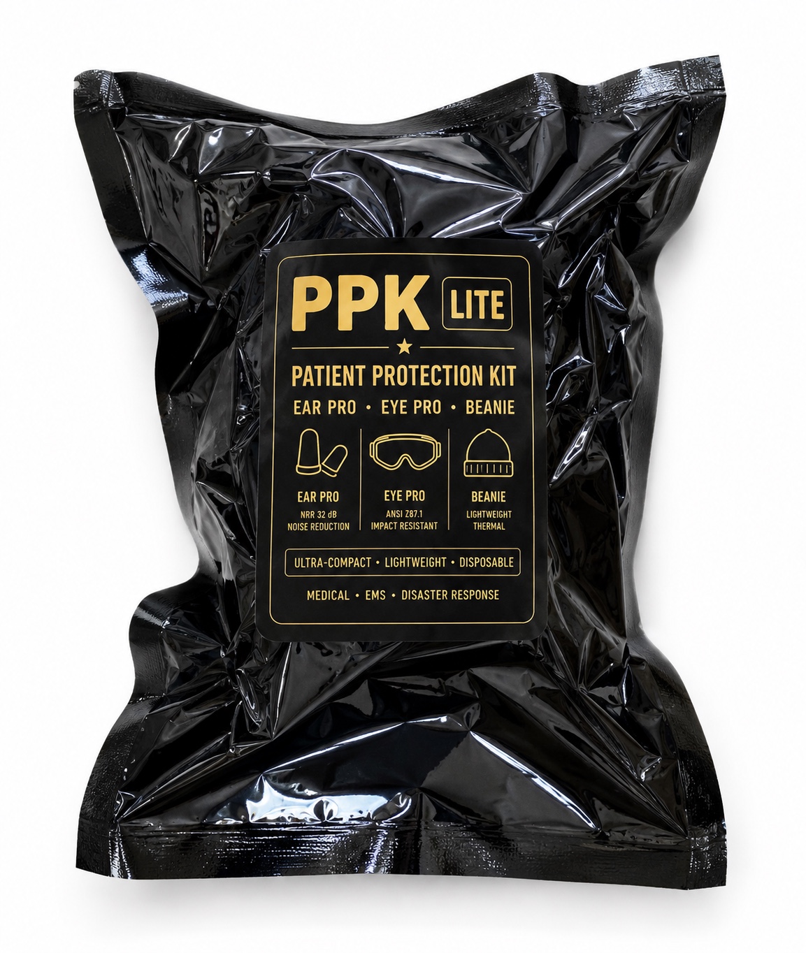 Front of PPK Lite vacuum-sealed package